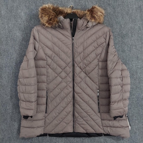 Nuage Jackets & Blazers - Nuage Coat Womens 5X Plus Brown Puffer Hooded Faux Fur Arctic Warmth Waterproof